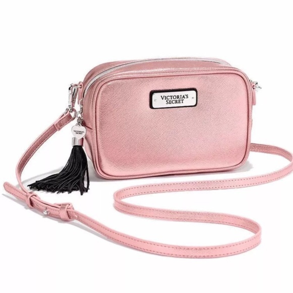 Victoria’s Secret Metallic Rose Gold Tassel Crossbody Bag